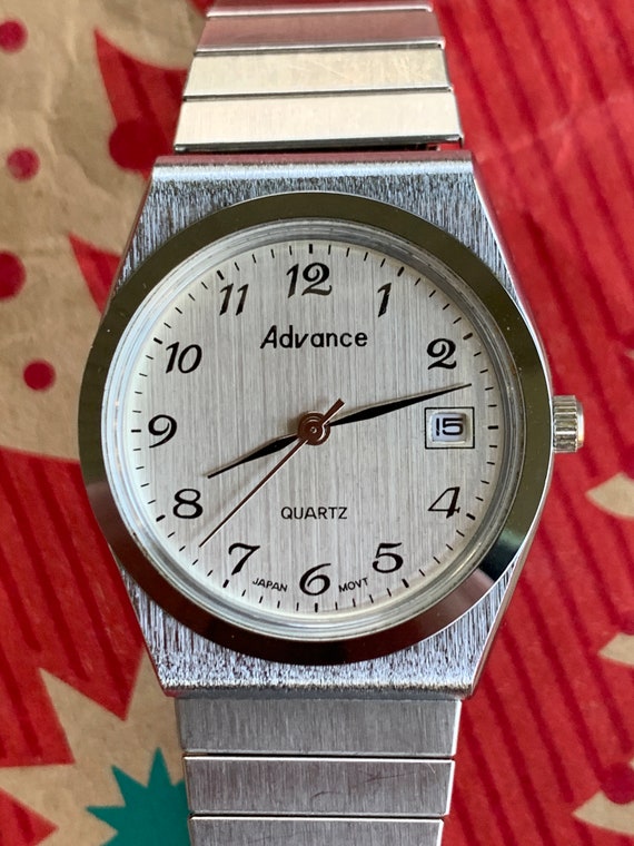 Classic Silvertone Vintage Style Analog Watch 1990s Advance Brand Black Hands Brushed Metal Dial. New Battery Accurate Sleek Clean. Etsy