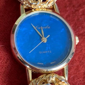 Reloj de pulsera con piedras preciosas para mujer con esfera de piedra. Reloj con pulsera de piedra lapislázuli y esfera de piedra lúcida, nuevo, década de 1990, único