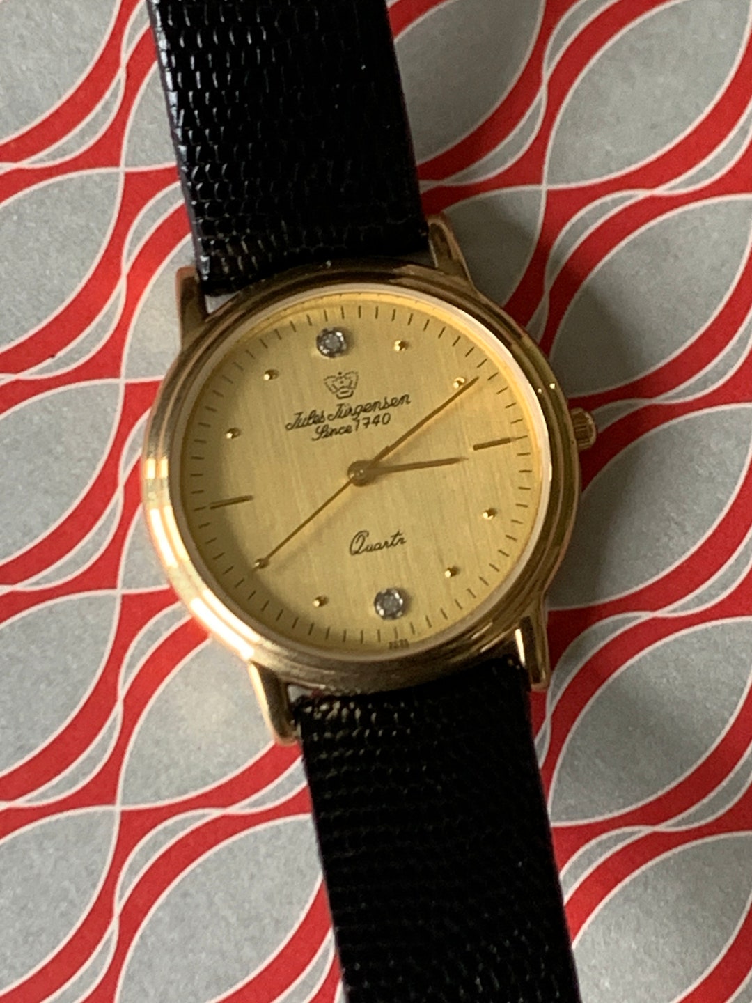 Late 1990s Jules Jurgensen Quartz Watch in Box, With Papers. Gold Tone