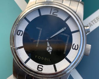 美品 稼動 FOSSIL BIG TIC アナデジ Sun ＆ moon SUPER RARE y2k FOSSIL Big Tic Kanji Peace Watch, JR-8084