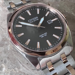 Citizen Eco-Drive Men's Solar Watch E111-S070899 Two-Tone Professional, Textured Black Dial,  Sapphire Crystal, 41mm