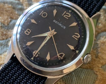 Benrus Series 2155 Watch WR with Black Dial. Very Good Condition, Mid-Sixties Winder with New Nato Strap. Very nice.