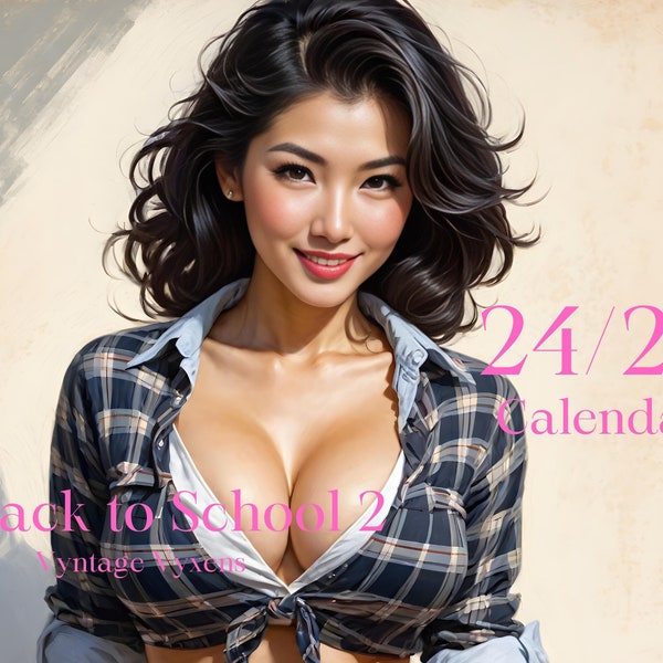 Back to School 2: A Vyntage Vyxens 24/25 Calendar, Asian, Schoolgirl, Costume, Cosplay, gifts for guys, gifts for him