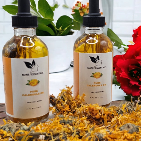 Organic Calendula Oil for Face and Body, Organic Pure Calendula Oil, Infused Calendula Oil - 4 OZ / 118 ML