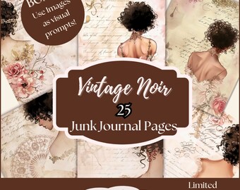 Vintage Noir Junk Journal Pages: African American Women Art (25 Designs)
