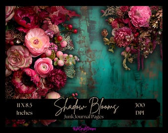 Shadow Blooms: Vintage Floral Digital Papers, Junk Journals, Crafting, Instant Download, Printable, Collage