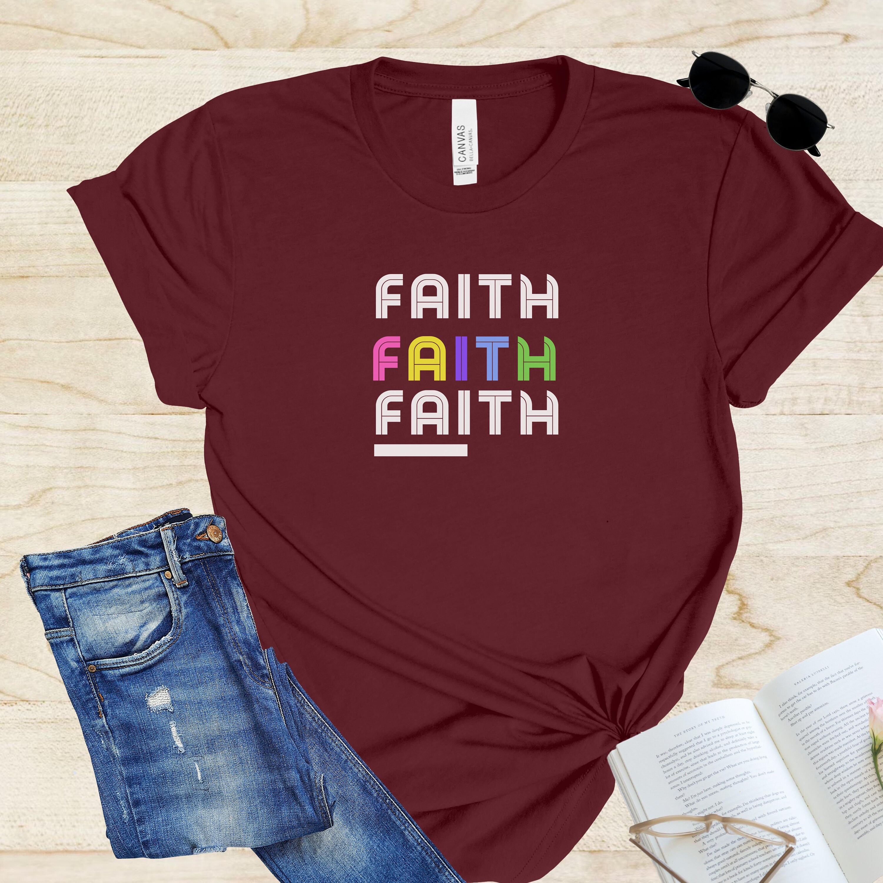 Introducing Our Retro Faith Rainbow Short Sleeve Tee, T Shirt for ...