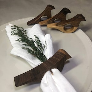 Anelli per tovaglioli in legno a forma di colomba - Set da 4, 6, 8, 10, decorazioni da tavola artigianali, eleganti accessori da pranzo