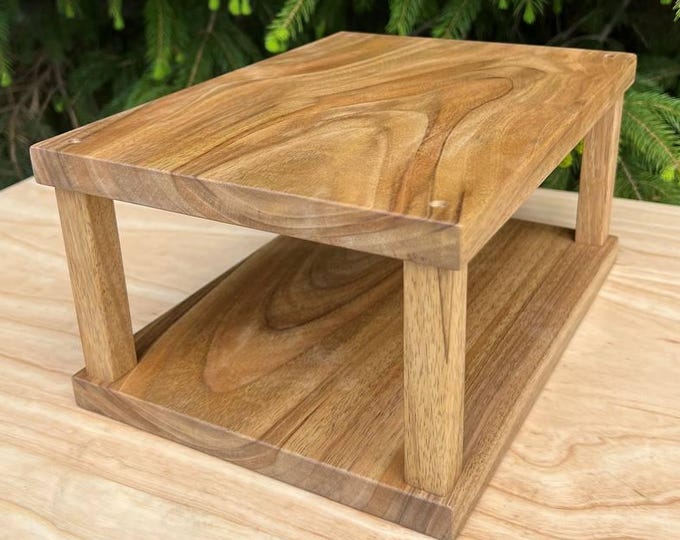 Walnut Desk Shelf: 2-Tier Audio Gear - Monitor Stand / also custom size