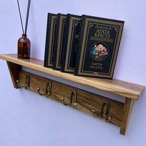 Wall Mounted Coat Rack with Shelf – Solid Walnut Entryway Organizer – Custom Size – Handmade by GBAGwood