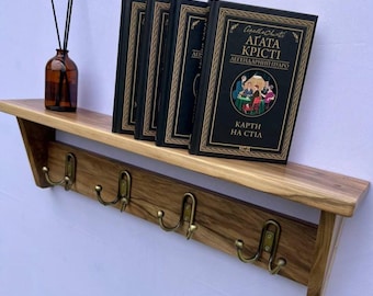 Coat Rack with Shelf – Walnut Wood Wall Mounted Entryway Organizer