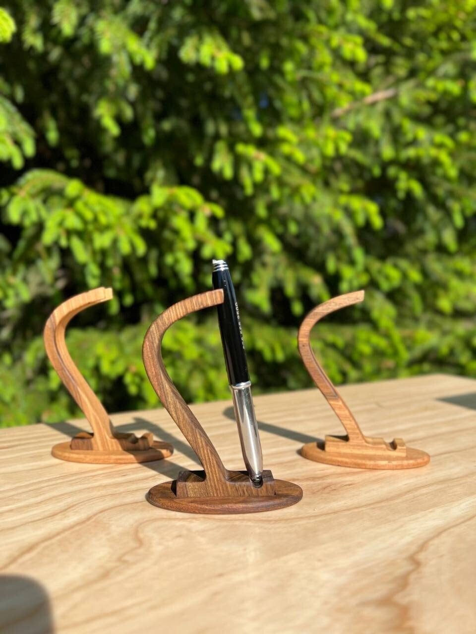 Pen Stand – Walnut Wood Arc Desk Organizer