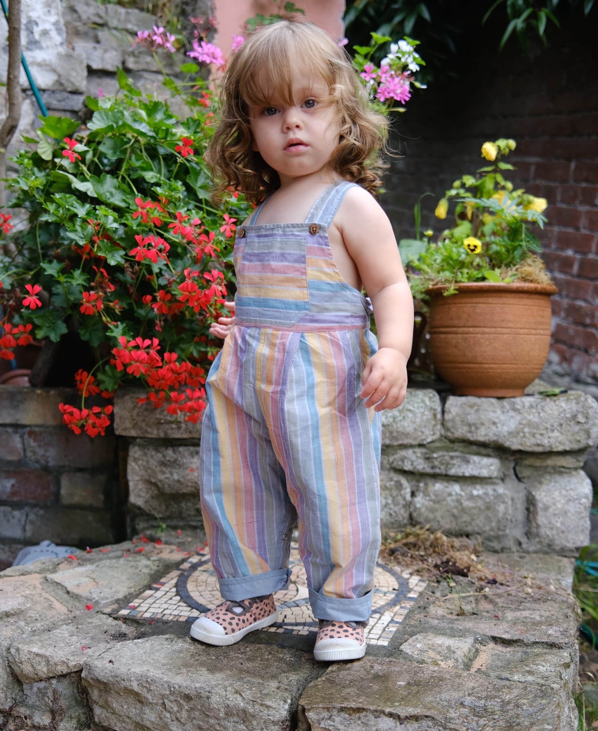 ボトムス MABLI / TIRION DUNGAREES Rainbow stripes Print Stretch Twill Cotton Run & Fly