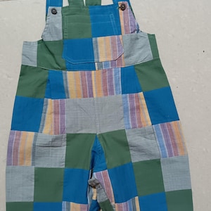 Blue & Green Patchwork Baby Dungarees