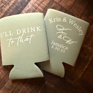 Personalized Wedding Can Coolers, Custom Wedding Favors, Monogram Wedding Koozies