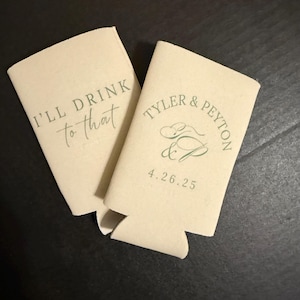 Personalized Wedding Can Coolers, Custom Wedding Favors, Monogram Wedding Koozies