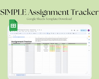 GOOGLE SHEETS Assignment Tracker - Etsy