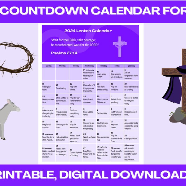40 Days of Lent Calendar Etsy