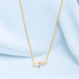 Baguette CZ Necklace: 18k Gold Plated Sterling Silver Chain