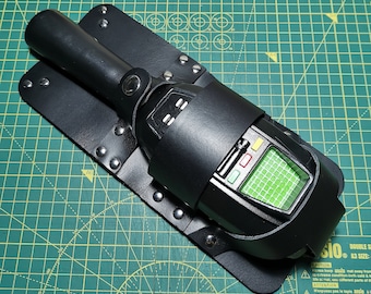 Ghostbusters Upside Down PKE Meter Leather Holster, Frozen Empire. Spirit, Rubies. Cosplay, Uniform.