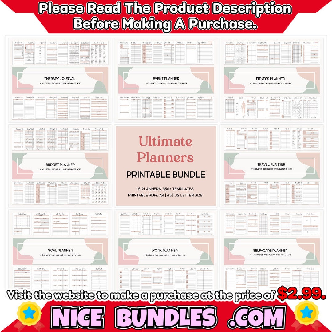 Ultimate Planner Bundle for Adults, Printable ADHD Productivity ...