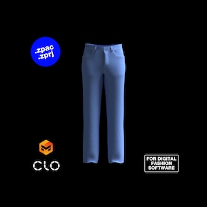 Mens Jeans 3D Garment for CLO3D Marvelous Designer ZPAC ZPRJ File Download Digital Virtual Fashion 2D Pants Bottoms Pattern Denim Straight