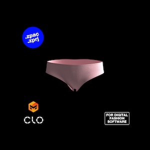 May include: A pink cotton underwear with a low rise and a simple design.  The underwear is for digital fashion software.