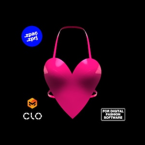 Women’s Heart Top Bustier - 3D Garment CLO3D Marvelous Designer ZPAC File Download Digital Virtual Fashion 2D Pattern