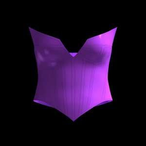 Womens Pointed Cupped Bustier Corset with Gathered Skirt 3D Garment for CLO3D Marvelous Designer ZPAC ZPRJ File Virtual Fashion 2D Pattern