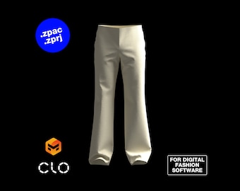 Men's Pants Sloper Size 40 - 3D Garment CLO3D Marvelous Designer ZPAC ZPRJ File Download Digital Virtual Fashion 2D Pattern