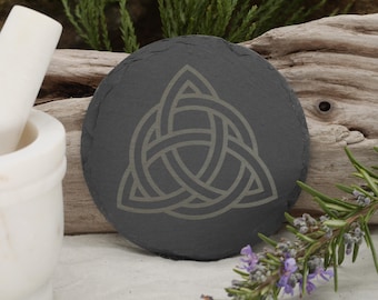 Triquetra Natural Slate Mini Altar Tray / Coaster - 4 Inches - Altar Piece - Offering Plate