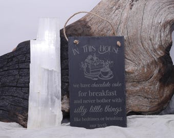 Practical Magic Slate Sign: Chocolate Cake for Breakfast, Cottage Core Decor