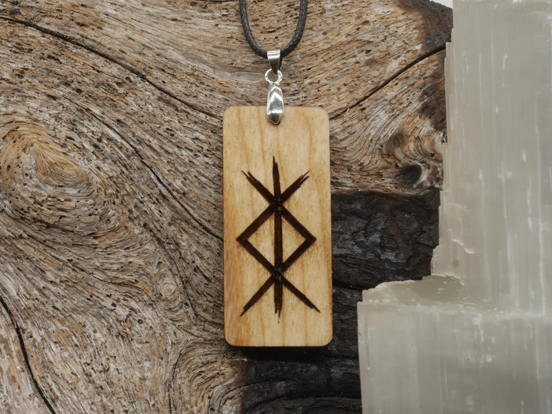 Protection Bind Rune Cherry Wood Pendant – Pagan Necklace - Etsy