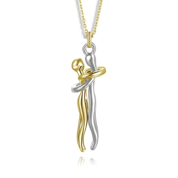 Hug Necklace and Hug Ring Set Gold/Silver - 14kt Gold Plated