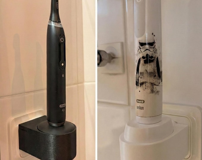 Oral-B iO Charger Holder with Cable Storage | Outlet Mount Charging Stand | Bathroom Cable Organizer | EU Plug