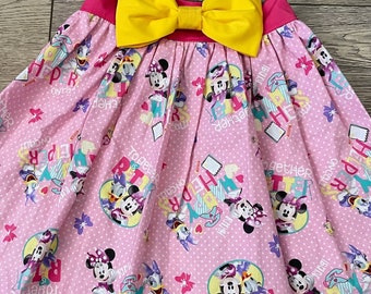 Happy Helpers Bow Dress, Minnie Mouse Bow Dress, Minnie Dress, Disney Cruise Dress, Minnie and Daisy Dress