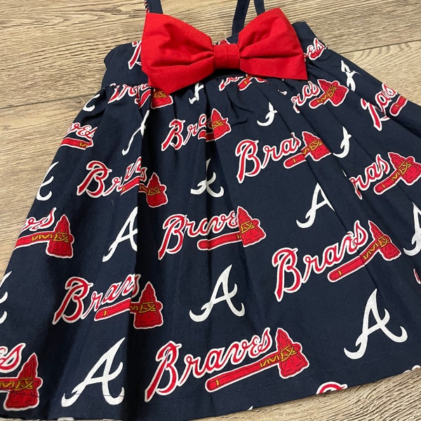 Baseball Bow Dress, Braves Dress, Atlanta Dress