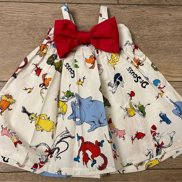 Dr Seuss Bow Dress, Dr Seuss Dress, Read Across America Dress