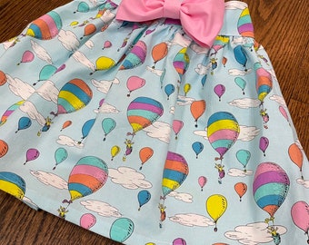 Oh the Places You Will Go Bow Dress, Dr Seuss Dress, Read Across America Dress, Hot Air Baloon Dress