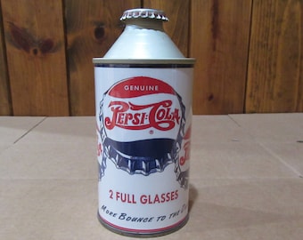 1948 First Made Pepsi Cola Can With The Cap NOVELTY / REPLICA cone top soda can, paper label (5-caps)