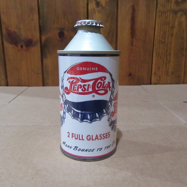1948 First Made Pepsi Cola Can With The Cap NOVELTY / REPLICA cone top soda can, paper label (5-caps)