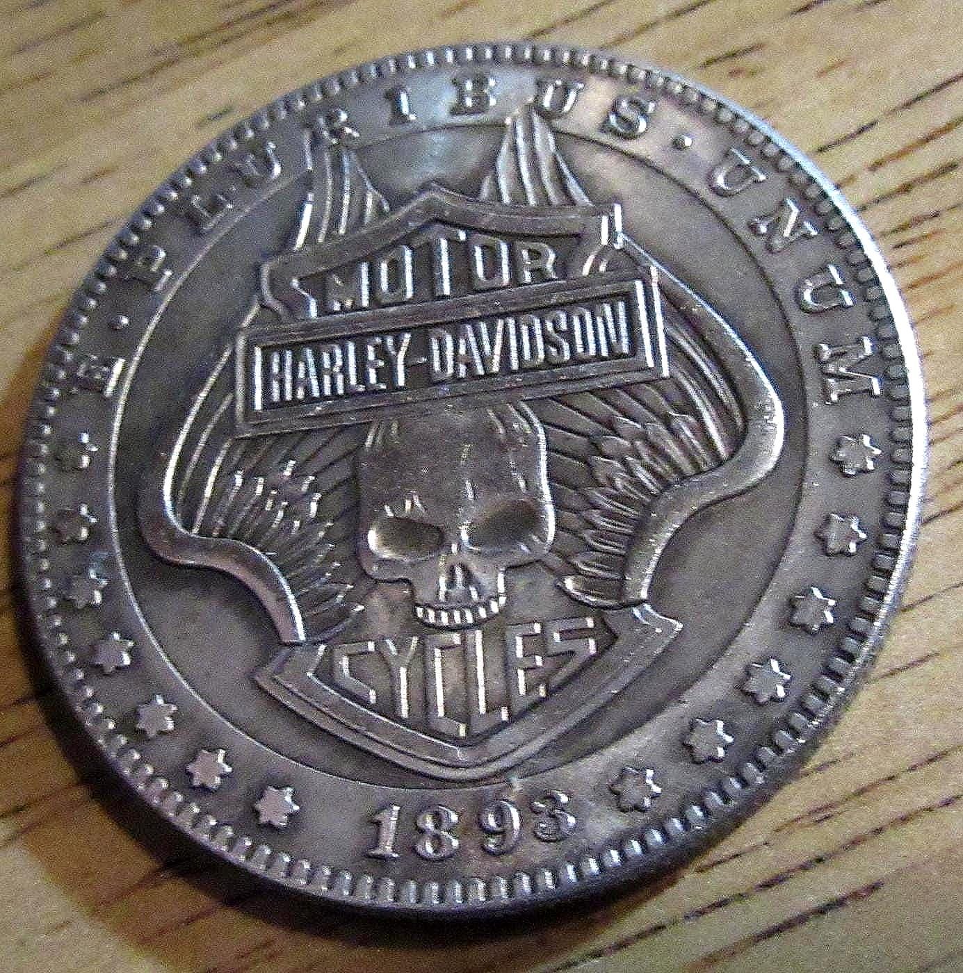 1893 Harley Davidson Biker Skull and Wings - US Morgan Dollar