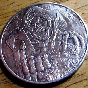 Grim Reaper Hobo Nickel Coin: Poker Good Luck Art