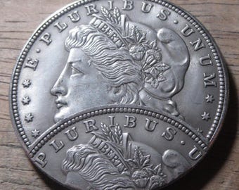 Hobo Münze: Double Strike Morgan Dollar Style, 2-Face & 2-Adler Replica
