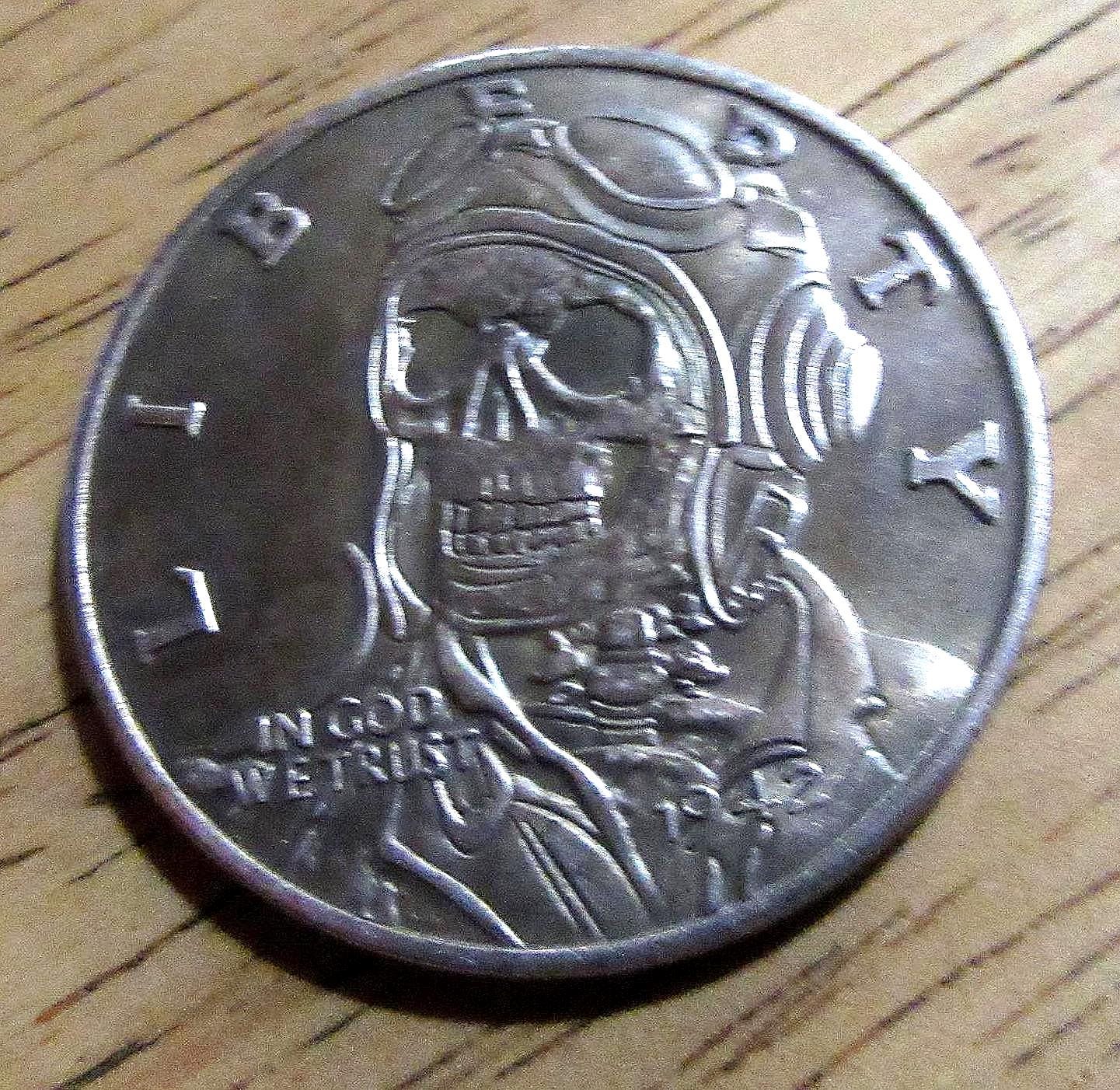 Liberty Skull Pilot Silver Plated Coin: Hobo Nickel Art - Etsy