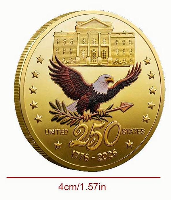 アメリカ建国250周年記念コイン - 自由の女神像と白頭鷲のデザイン