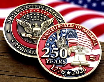 250th Jubiläum Gedenkmünze - USA 1776-2026, 50 mm 3D Raise