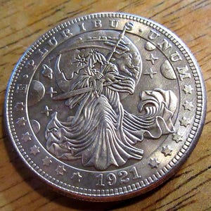 1921 Grim Reaper Death God - U.S. Morgan Dollar Style Coin - Hobo Nickel Coin - Collectible Art Coin