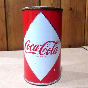 カナダ初、1959年製コカコーラ 大型ダイヤモンド柄ソーダ缶 フラット
