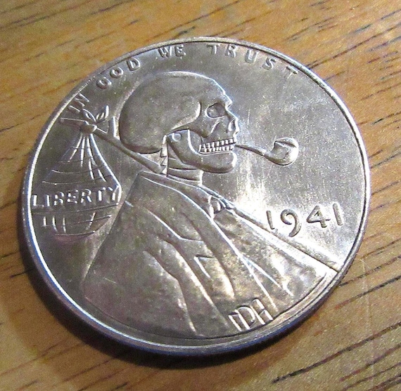 1941 Hobo Nickel Coin – Homeless Skeleton, US Morgan Dollar Style